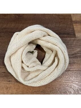 SOL ALPACA Infinity Scarf Cream Knit Loop Snood Lightweight Open Minimalist
